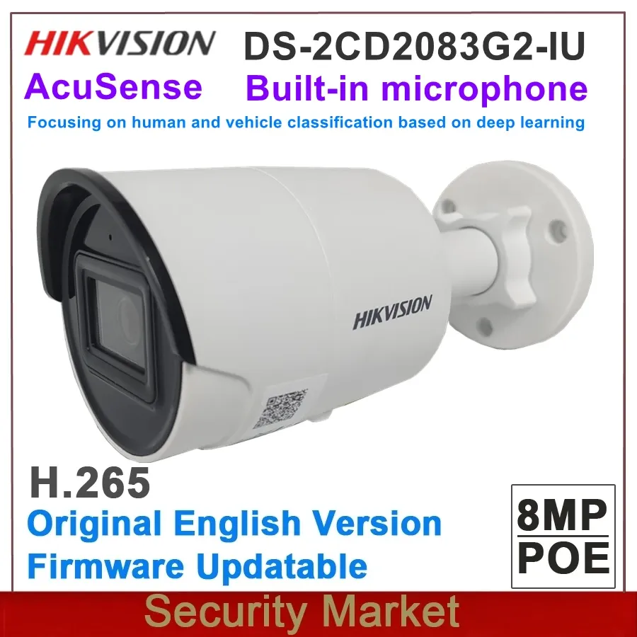 Lens New Arrival Original Hikvision Acusense Ds2cd2083g2iu Replace Ds2cd2085fwdi 8mp Poe Ir Mic Fixed Bullet Network Camera