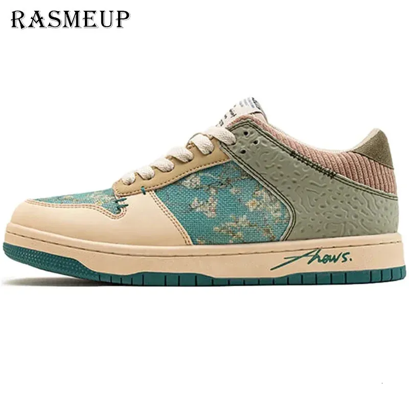 Rasmeup van Gogh Almond Blossoms Inspired Sneakersカジュアルヴィンテージデザイナーの女性靴アーティストペインティングプラスサイズ240328