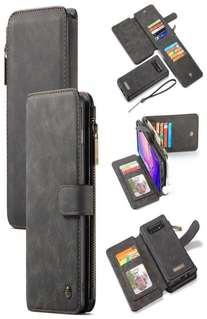 Caseme voor Samsung Galaxy 10 Plus S10S10es10 Lite Wallet Case Leather Lederen Zipper Multifunctionele magnetische flip cover25170501872413