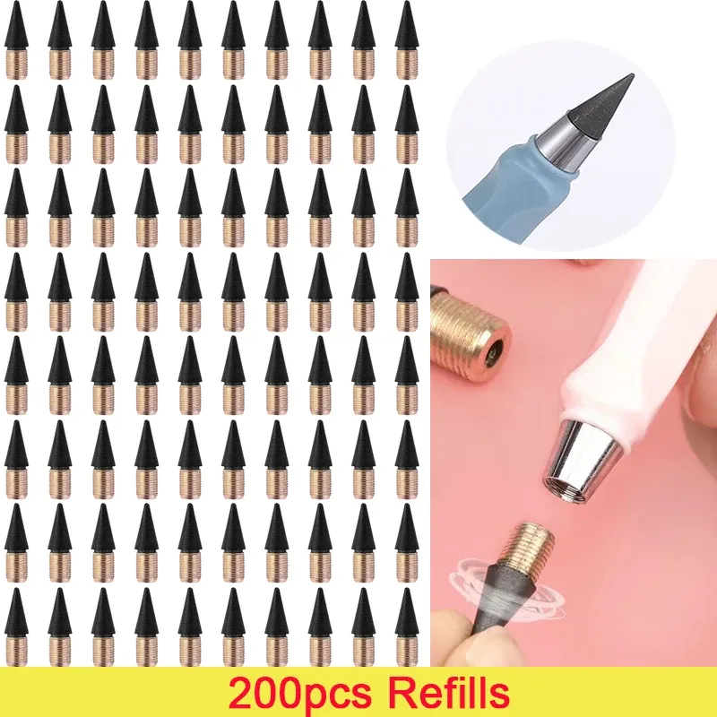 Pencils 200Pcs Pencil Inkless Replaceable Eternal Pencil Nib Pencil Tip Head for Unlimited Writing Eternal Pen No Ink Pen