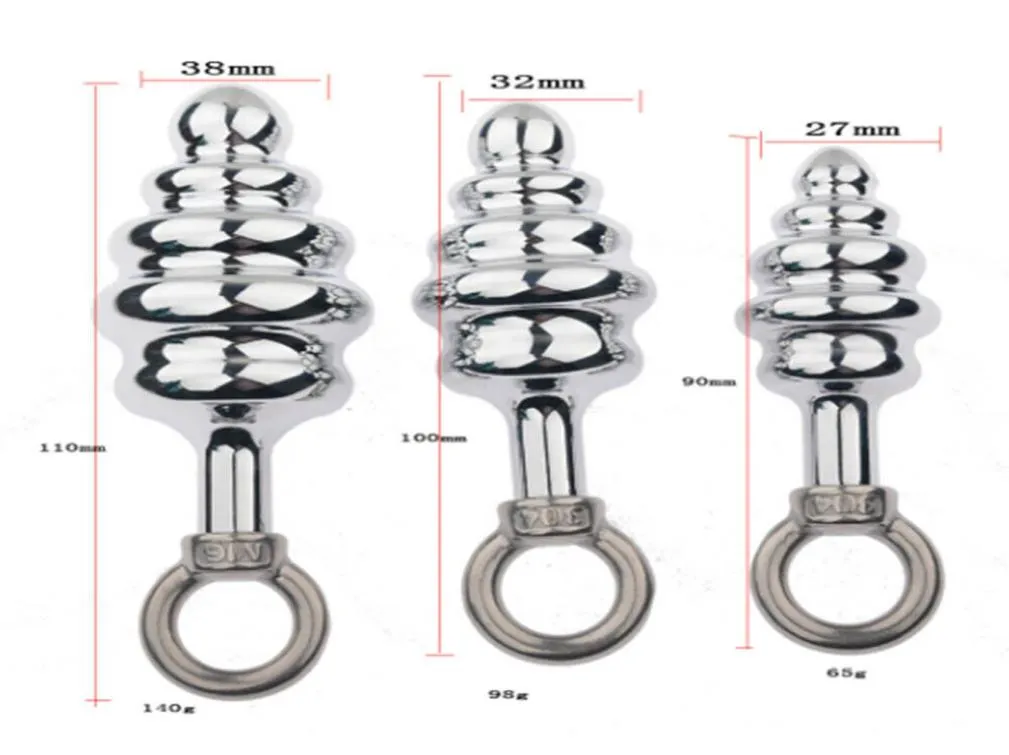 Silver Metal Screw Thread Anal Love Plug Pull Ring Women Butt Beads Sex Love Toy A673662802