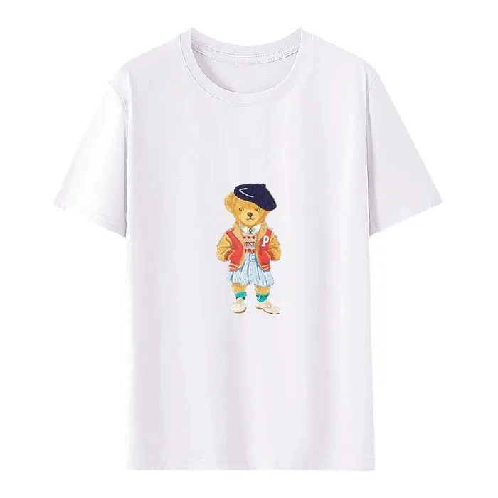 T-shirt de mangas curtas de mangas curtas da moda, camisa polo de tamanho grande com elegância simples, design de impressão de tecido de algodão puro, líder da nova tendência de verão.