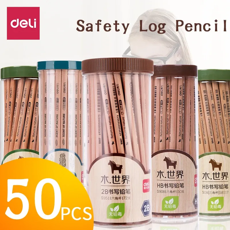 Pencils Deli 2B HB Wood Pencil primary school children kindergarten writing test drawing sketch special pencil safety stationery