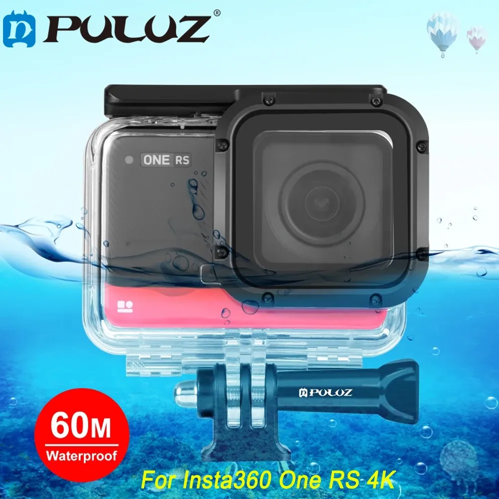Kameras Puluz Action -Kamerazubehör für Insta360 Ein RS 4K 60m Unterwassertiefe Tauchkoffer wasserdichtes Druckdauerkameragehäuse