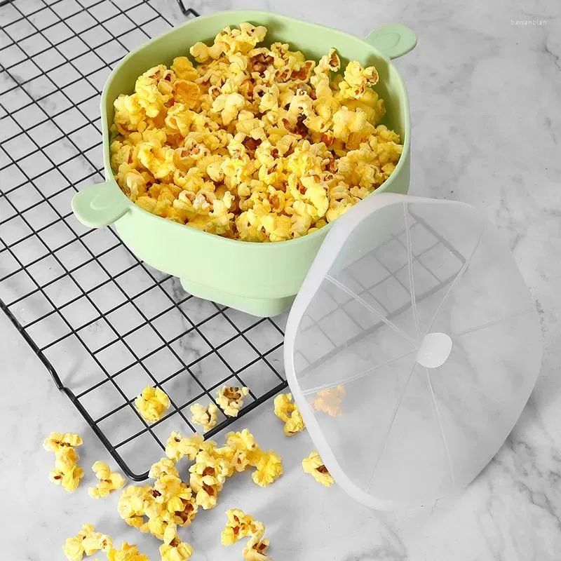 Miski miski Popcorn Grade Składane duża pojemność odporne na ciepło silikonowe wiadro z pokrywką