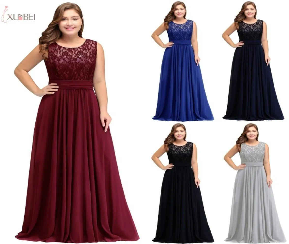 2019 Plus Size Lace Long Prom Evening Dress Billig silverhalter Aline Party Gown Formella brudsamidklänningar i lager CPS5263359531