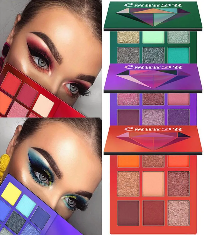 Fashion Matte Eyeshadow 9 Color Shimmer Glitter oogschaduw Poeder Palet Cosmetische oogschaduw Diamant oogschaduw Hele9217734