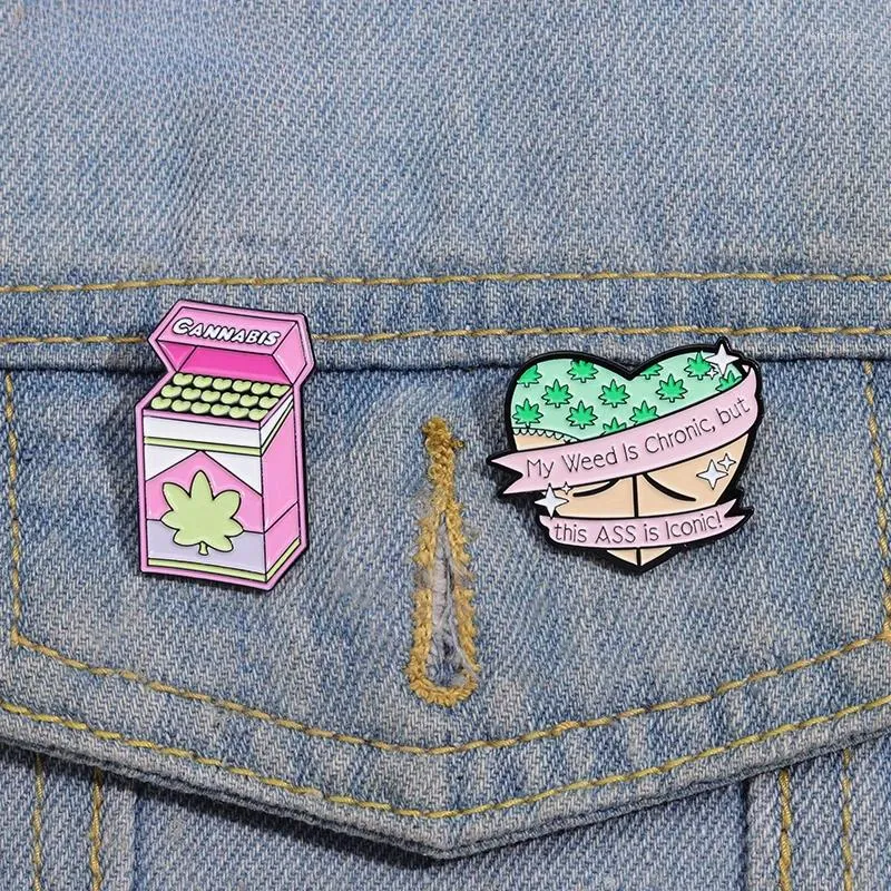 Broschen legendäre rosa Buenamel -Pins benutzerdefinierte Tabak -Revers -Abzeichen lustiger Wortspiel Juweliergeschenk Drop