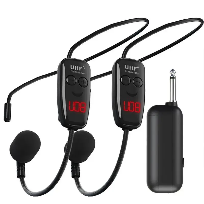 Microphones Headswear UHF Wireless Microphone Headset Caser Rechargeable Coffteurs Microphone sans fil pour l'amplification vocale dans l'enseignement de la conférence