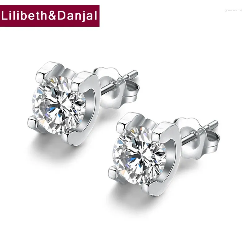 Boucles d'oreilles étalons Femmes 925 argent sterling 18K Platine platine Moisanite Diamond Engagement Fine Bijoux 2024 E01