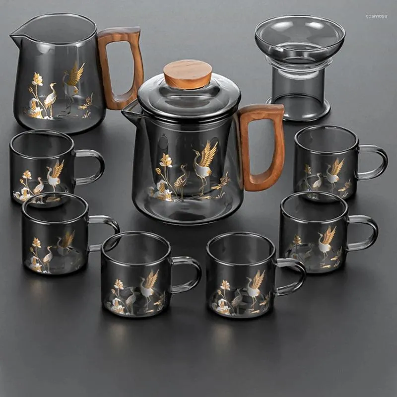 Teaware sätter glas lyxigt enkelt kontor hushåll gåva kinesiska kreativa tillbehör chaleira kichens artiklar wz50ts