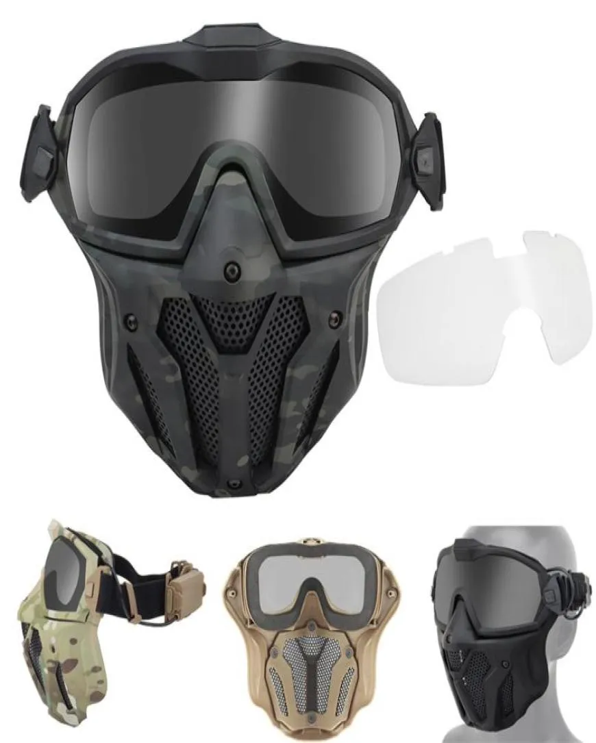 Extérieur Airsoft Shooting Face Protection Gear Tactical Paintball Mask With PC Goggles Fan NO033173325179