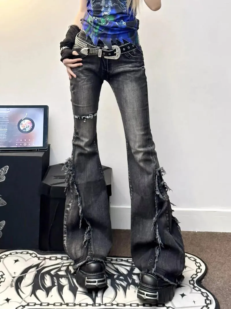 適当な価格 DHgate.com:Womens Black Y2k Jeans, Flare Baggy Gothic パンツ