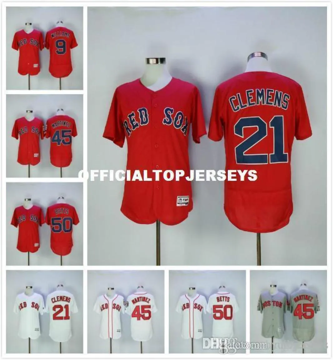 Billig 50 Mookie Betts 21 Roger Clemens 45 Pedro Martinez Flexbase Jersey7344805