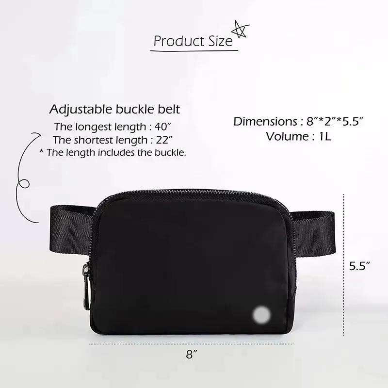 나일론 패션 디자이너 Lulu Everywhere Belt Bag Lu Fanny Pack 여성 야외 핸드백 남성 럭셔리 스포츠 체육관 허리 가방 크로스 바디 요가 요가 클러치 야외 토트 백