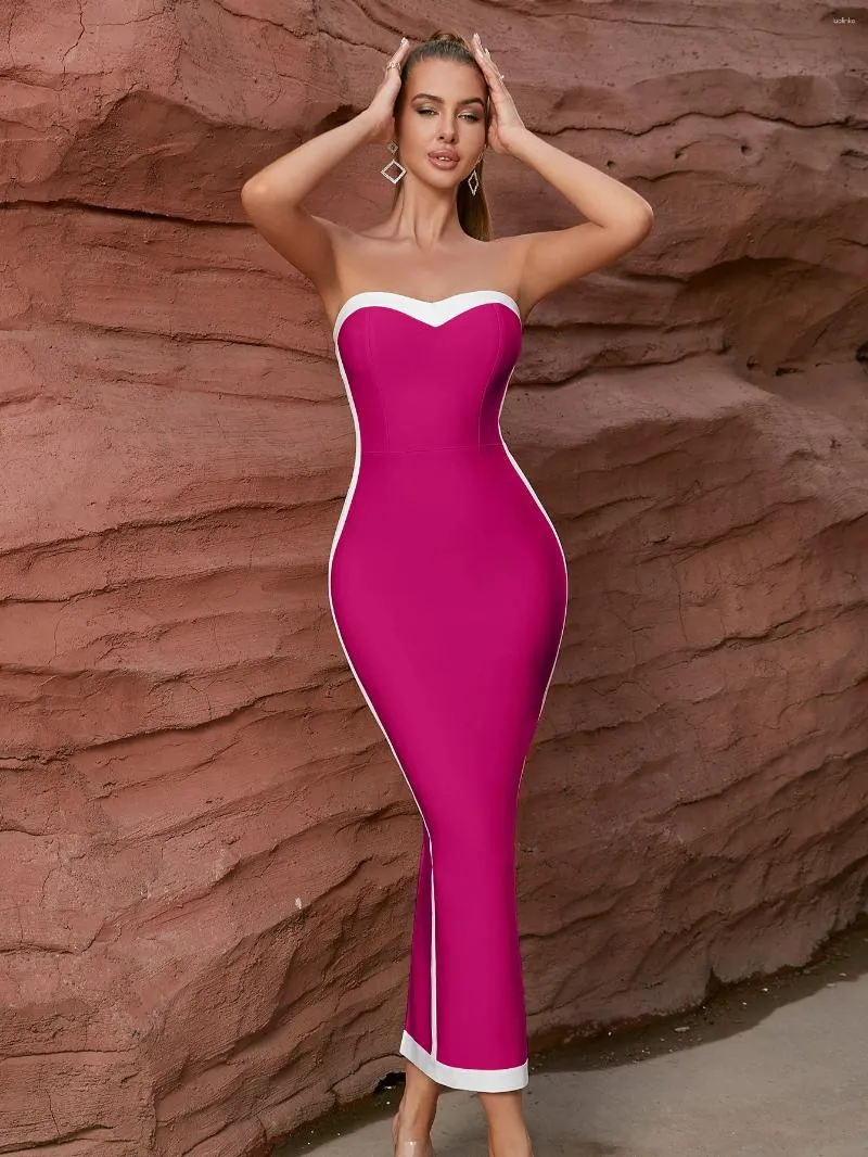 Women's Black Strapless Dress with High Slit and Shiny Material Strapless Patchwork Midi Dress Colorful Bandage Evening Gown, Ideal For  Celebrations And Wedding Guests. White Bandage Dresses Available From  Luolinko, $37.98 In Bulk | DHgate.Com