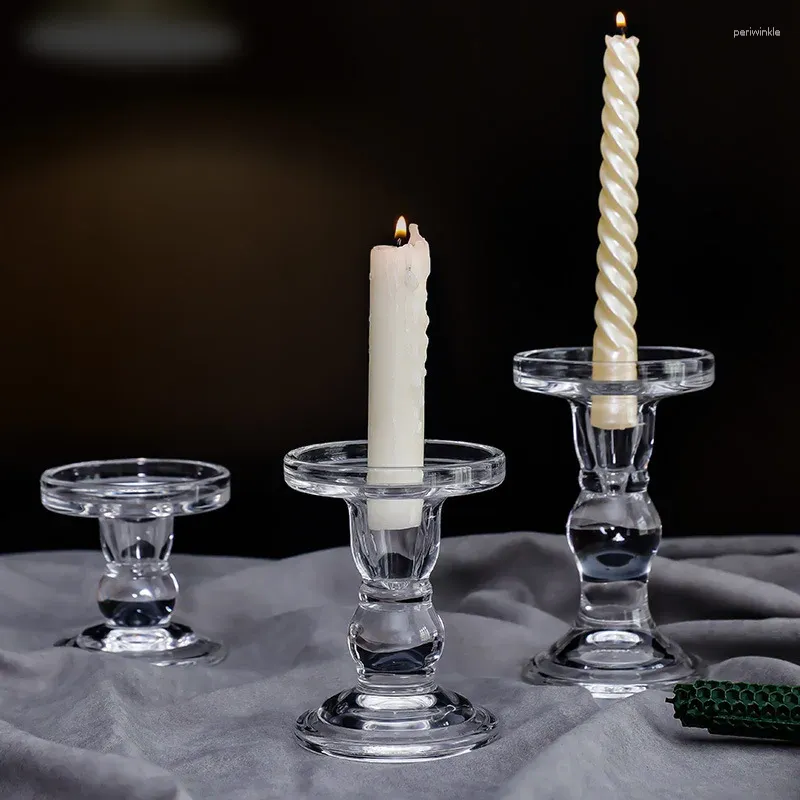 Titulares de velas Candelário de vidro francês Roman Coluna romântica Decor de barra de casamento Decoração de casamento Crystal Bright Candles
