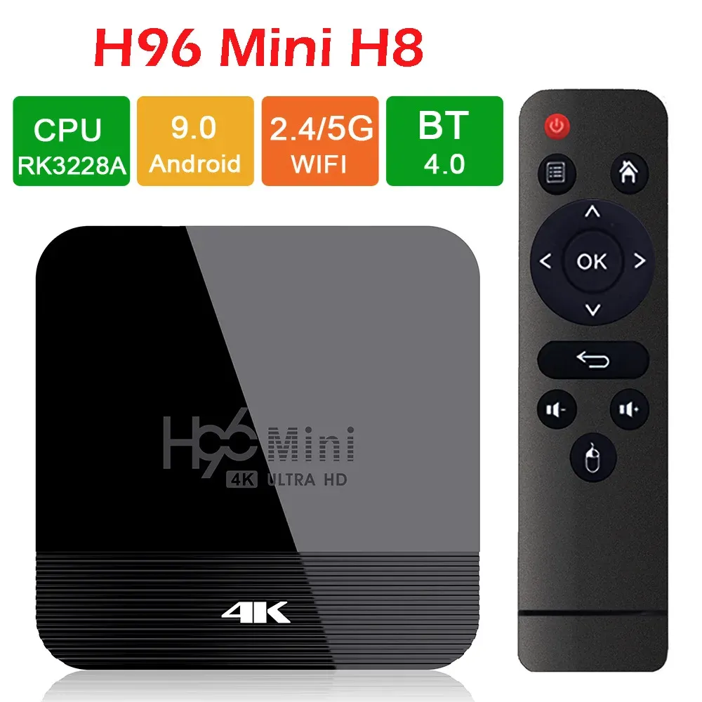 Box H96 Mini H8 TV Box Android 9.0 RK3228A Dual Wifi Bluetooth 4K HD Network