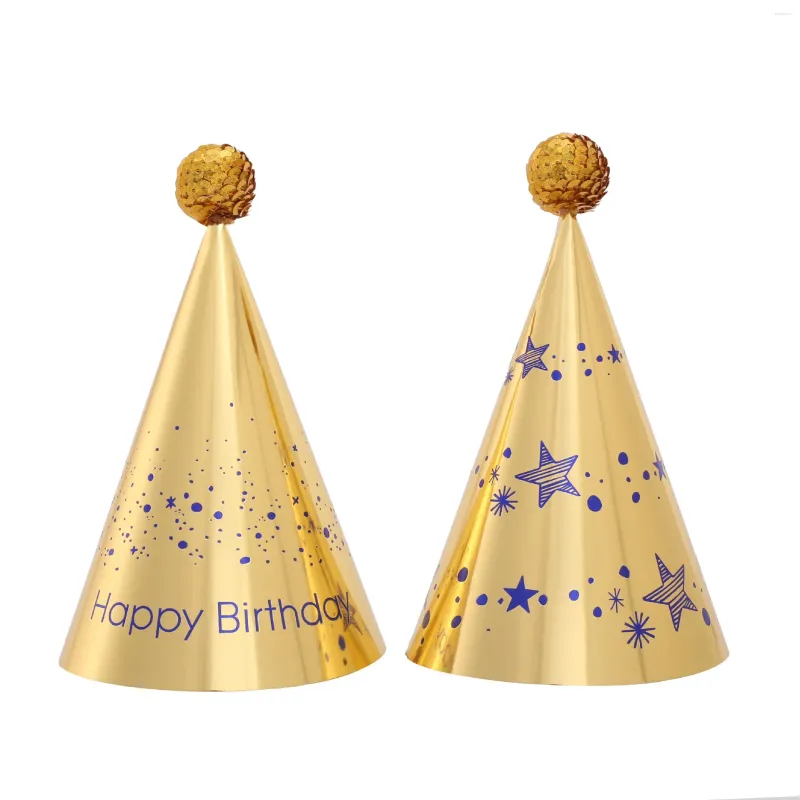 Decoração de festa 24Pieces Gold Silver Paper Fun Cone Hats Top Cap Art Craft Decorações de chá de bebê 2024 Aniversário Natal