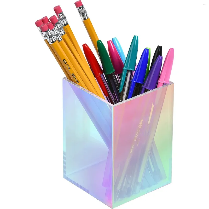 Opslagboxen kleurrijke acryl make -upborstels transparante penhouder cup cosmetische borstel briefpapier bureaubladbox -benodigdheden