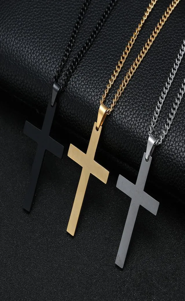 Colliers pendentifs de croix en acier inoxydable pour hommes