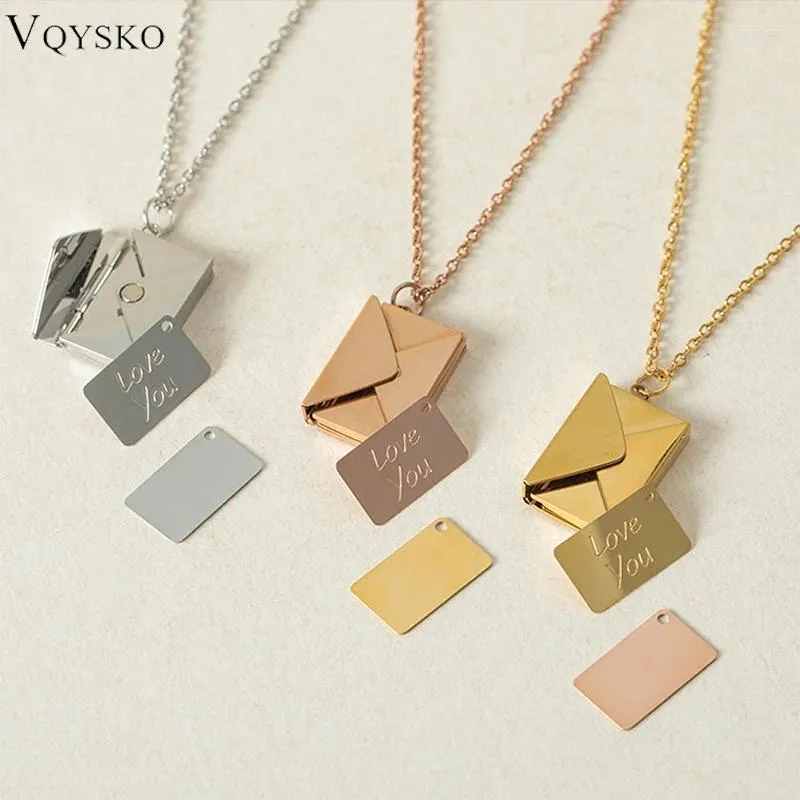 Chains VQYSKO Love Letter Envelope Pendant Necklace Customized Stainless Steel Jewelry Confession You For Valentine Day Mother
