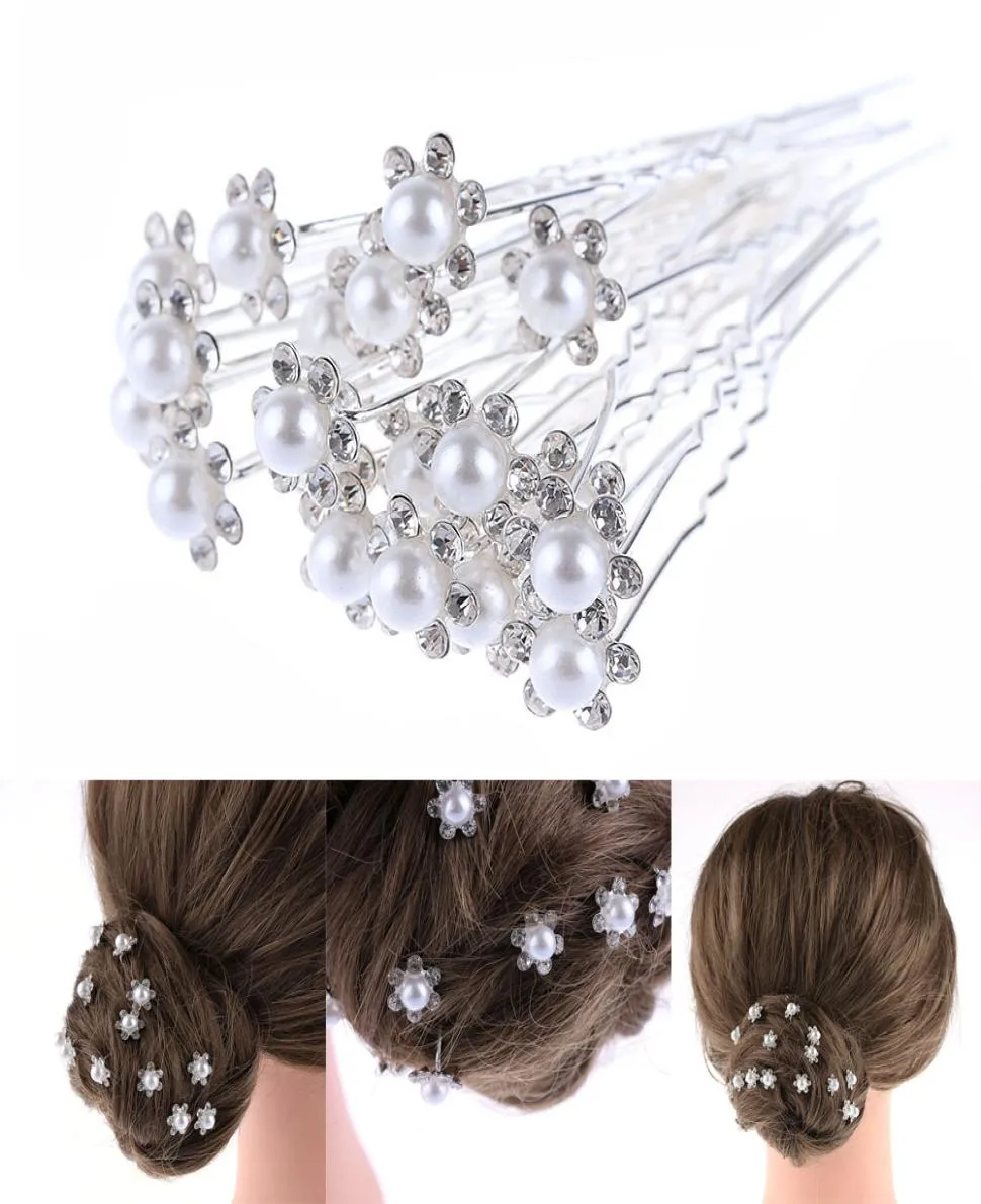 20 PCS Beau mariage Bridal Hairpin Crystal Righestone Pearl Flower Hair Pin Sticks Clips Barrette Hair Accessories6367010