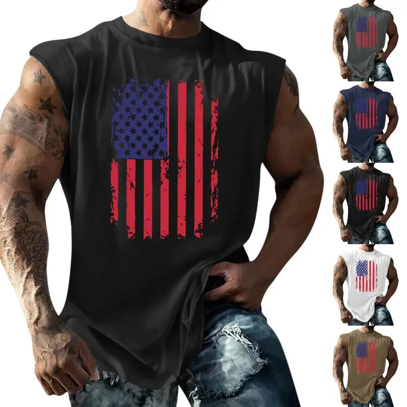 Men's T Shirts Summer Solid Color T-Shirts Simple Printed Sweat-absorbing Breathable Shoulder Expanding Sleeveless Vest Camisa Masculina