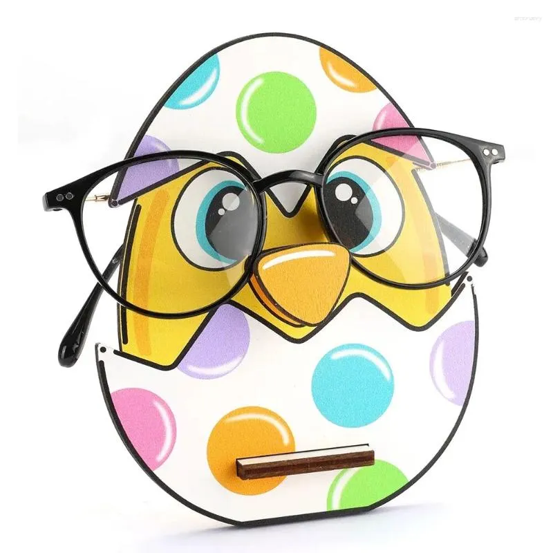 Güneş Gözlüğü Çerçeveleri Paskalya Yumurtası Karikatür Desen Ahşap Gözlükler Depolama Rafı Ekran Çerçeve Tutucular Organizatör
