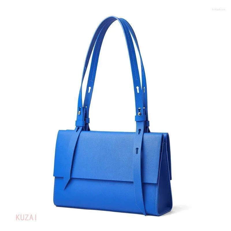 Evening Bags Genuine Leather Tote Bag Fashionable And Versatile Women's Handbag Color Blocking Shoulder Ladies Luxury