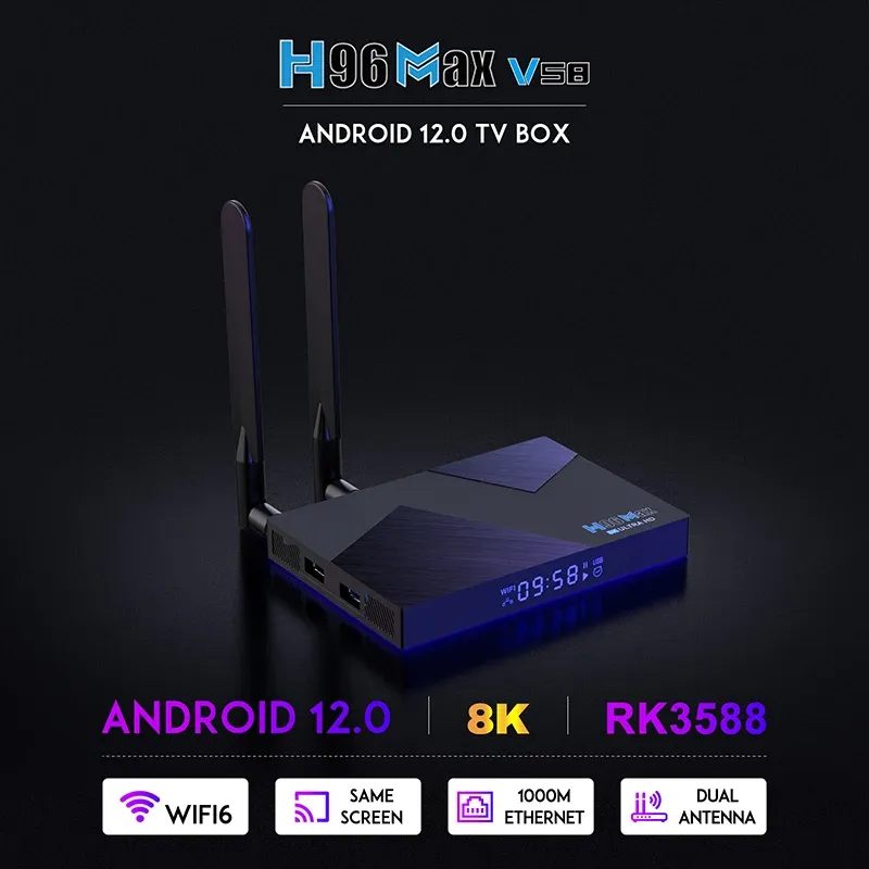 Box H96 Max V58 TV Box Android12 8GB 64 GB RK3588 Supporto 4K BT5.0 Dual WiFi 1000M 4G 32GB Player multimediale Vs X96 X6 T95Z Plus