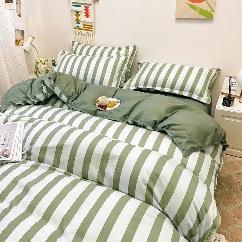 Bettwäsche Sets Home Textile Cartoon süßer Streifen Bear Tiger Set Duvet Cover King Single Twin Bett für Girl Boy Kid