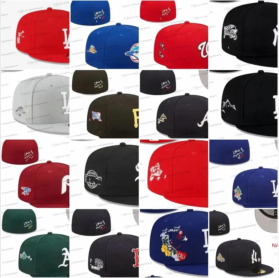 36 Colors Men's Baseball Fitted Hats gorras bones Classic Royal Blue Red Color Angeles" Hip Hop Chicago Sport Full Closed Hearts Caps Stitch Heart A's green Love Hustle