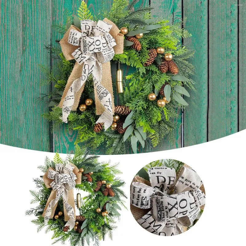 Fleurs décoratives Couronnes de Noël pour porte d'entrée avec lumières Couronne de décoration artificielle décorations extérieures modernes