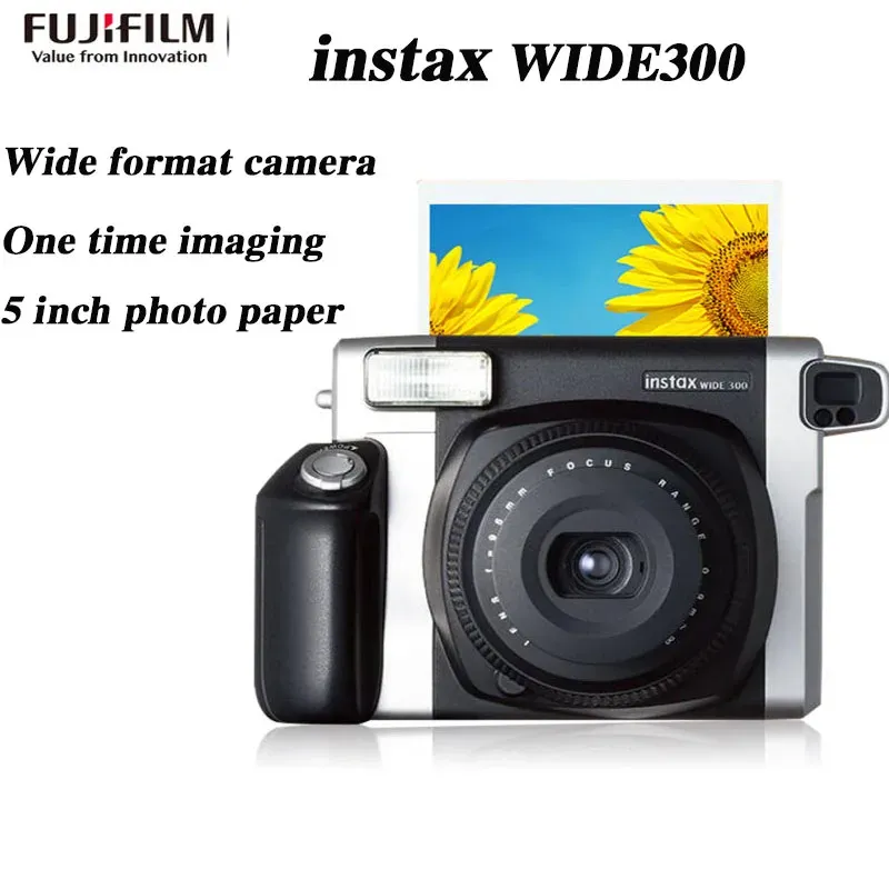 KAMERA ORIGINAL FUJIFILM INSTAX Bred 300 Instant Camera Black 5 -tums fotopapper Vita kantfilm kamera Fotokamera