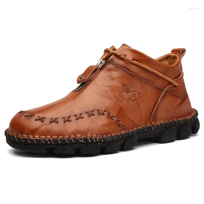 Botas 2024 Autumn temprano invierno hombres zapatos de cuero de cuero