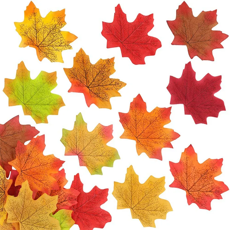 En gros 200 pièces artificielles d'automne érable feuille feuille de couleur automne mélangée pour les mariages événements art scrapbooking et décorations du jour de Thanksgiving