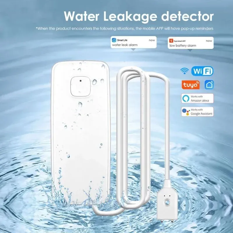 Detector waterspiegel lekkage wifi water leksensor detector alarm overloop beveiligingssysteem werkt met smart home