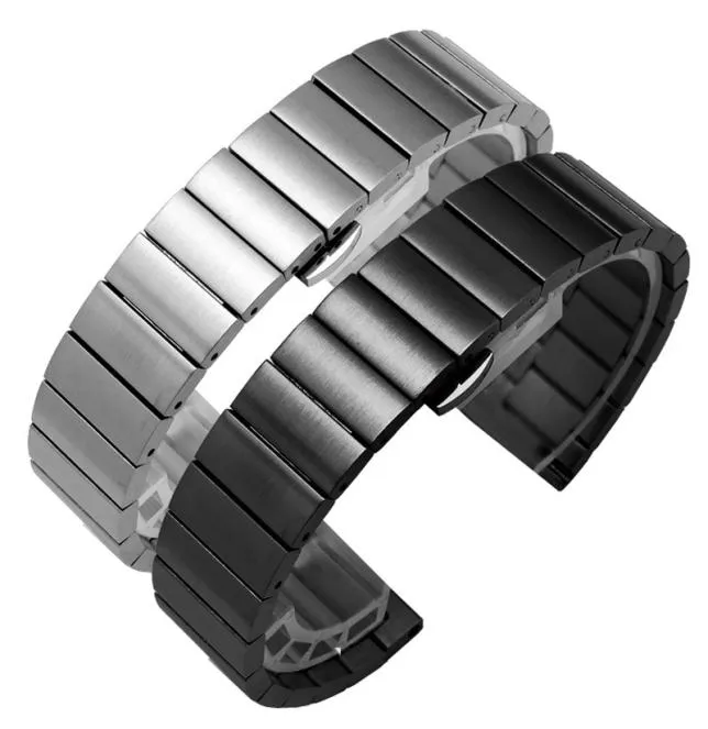 Pulsera de banda de reloj de acero inoxidable sólido 16 mm 18 mm 20 mm 22 mm 23 mm plateado negro de metal cepillado correa Relogio Masculino T1722593
