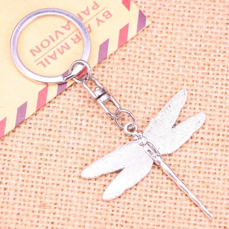 Keychains 20pcs Fashion Keychain 43 47 Mm Dragonfly Pendants DIY Men Jewelry Car Key Chain Ring Holder Souvenir For Gift