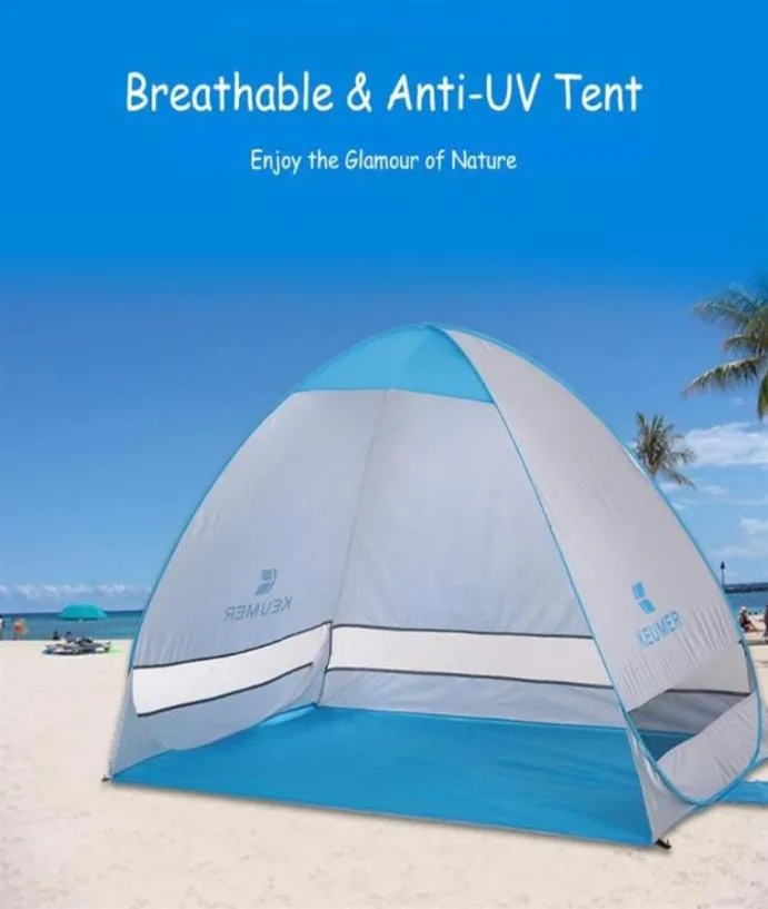 Utomhus automatiskt tält Instant Up Camping Tält Portable Travel Beach Anti UV Shelter Fishing Handing Picnic Silver X88B201x9913381