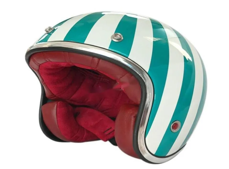 オートバイヘルメットMotocross Masei Ruby Vintage Helmet Half Open Face ABS CASQUE 501 RED2393233