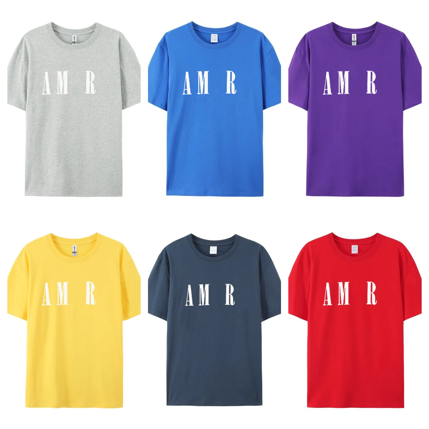 Tops Fashion Tshirt Designer Abbigliamento Donne lussuose e sportive Abiti per donne Amiracle Maniche corte Cotone Lettera normale Lettera viola gialla rossa grigio size s l m xl j