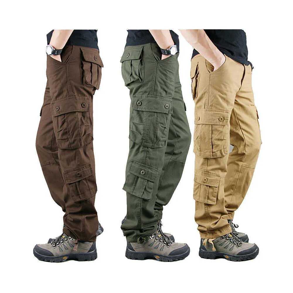 Mens Camouflage 100%cotton Canvas Tactical Pantscombat Hiking Hunting Multi Pockets Worker Cargo Pant Trousers