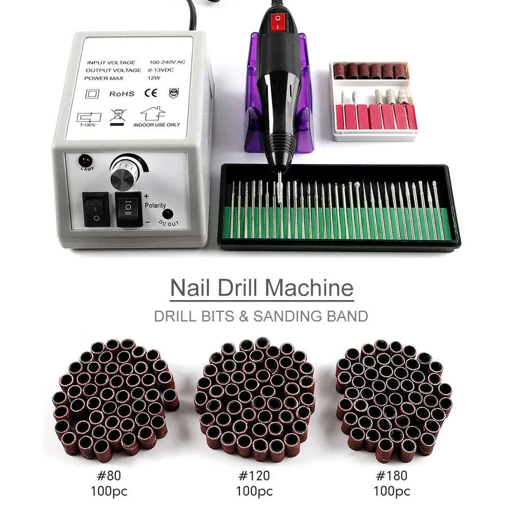 Drills Professional Electric Nail Drill Milling Machine For Manicure Nail Drill Machine Milling Cutters Drill Bits Set Equipment Tools