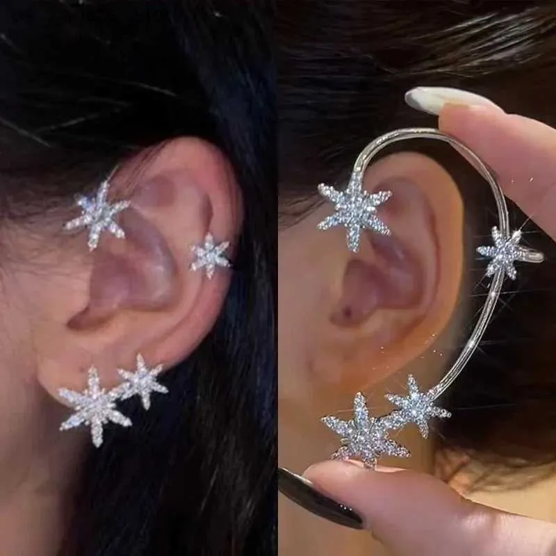 Charme Fashion Snowflake CLIPE DO EAR MURPO DE EAR para mulheres Brincos de clipe de borboleta na moda sem piercing Jeia de casamento presente240408