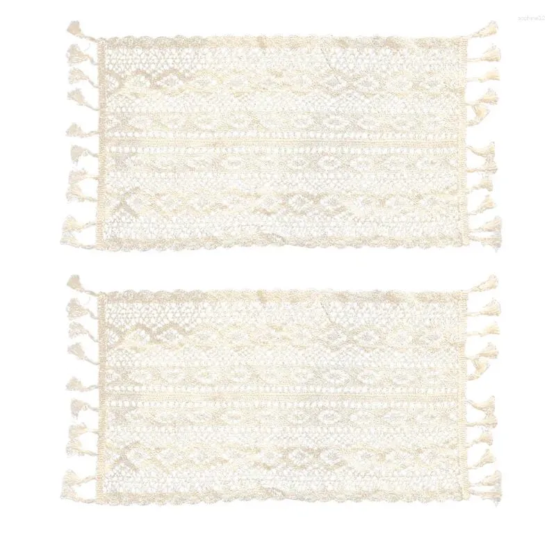 Banho tapetes 2 PCs Trupa de mesa romântica Lace Branca Corrente Bohemian Ghee Capas de casamento Placemats Terceneiros