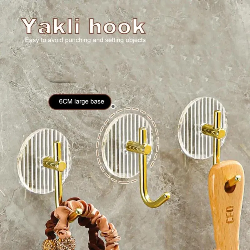 Hooks Light Luxury Crochet Pas de coup de poing Strong Adhesive Portable Salle de bain Vêtements de cuisine Clé Clé des accessoires de maison durable