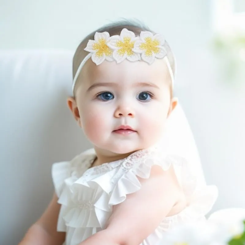 Bebek kız kafa bantları beyaz sarı çiçek taç elastik kafa bandı esnek pamuk yürümeye başlayan çocuk saç bandı bebek saç aksesuarları 22292