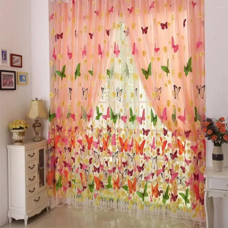 Rideau 1 pièce 200cm x 100cm papillon yarn tulle imprimer la fenêtre de la fenêtre marque belle écran
